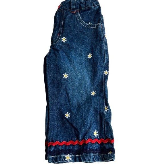 Vintage Daisy Embroidered Dark Wash Denim Jeans 2T - Picture 4 of 5